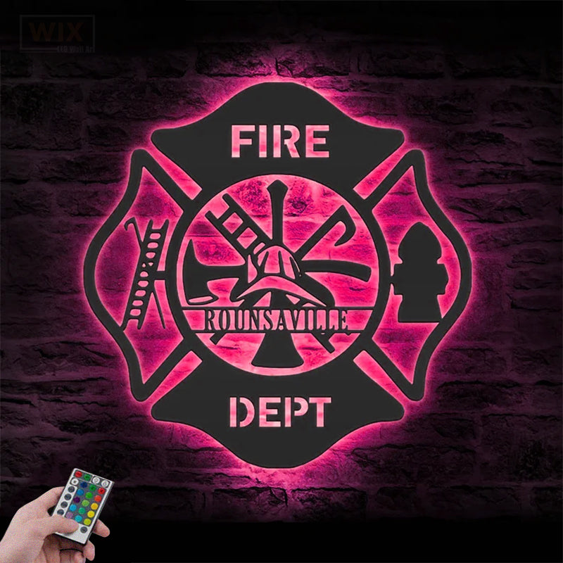 Firefighter LED Metal Sign - Wix Decor