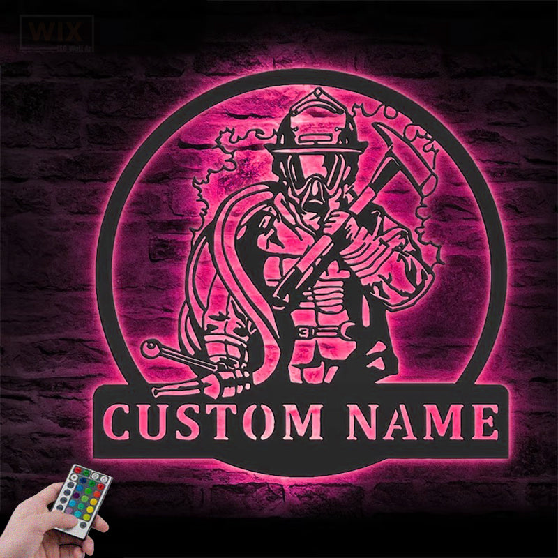 Firefighter LED Metal Sign - Wix Decor