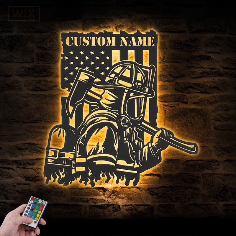Firefighter LED Metal Sign - Wix Decor