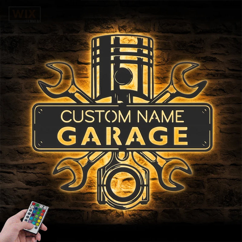 Garage LED Metal Sign