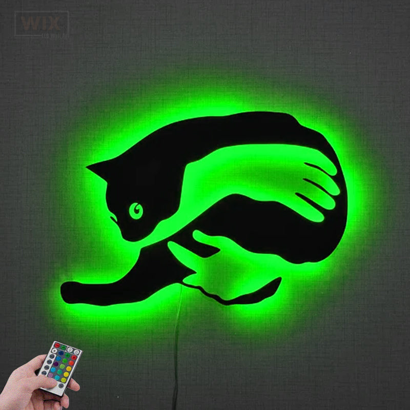 Cat Led Metal Sign