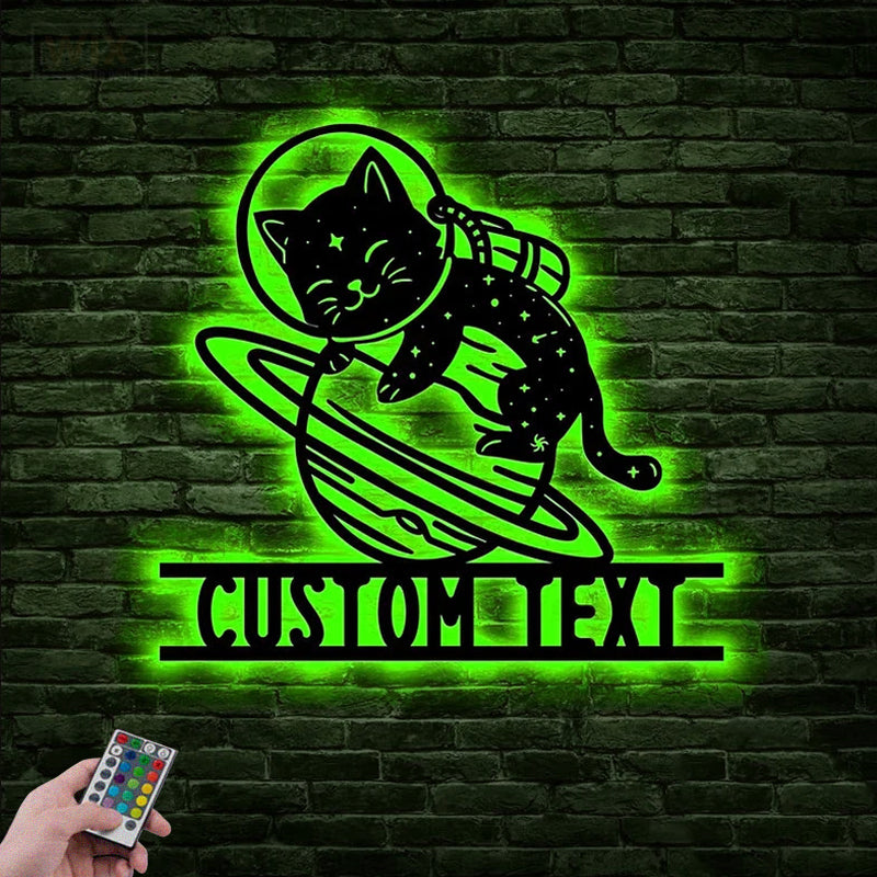 Cat Led Metal Sign - Wix Decor