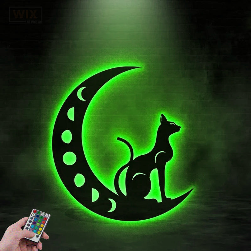 Cat Led Metal Sign -Vinamaker