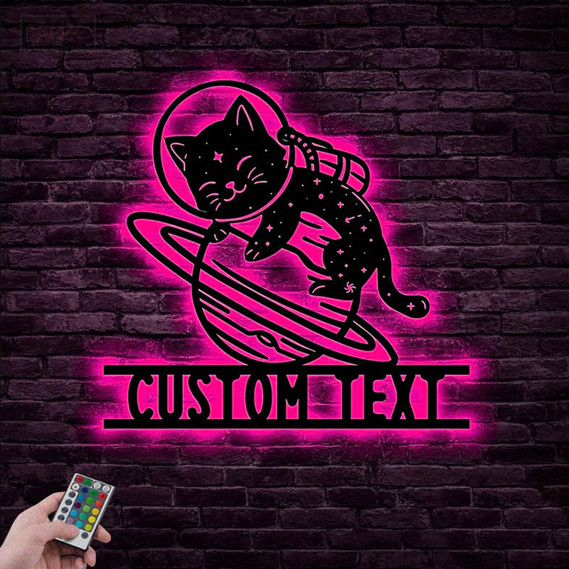 Cat Led Metal Sign - Wix Decor