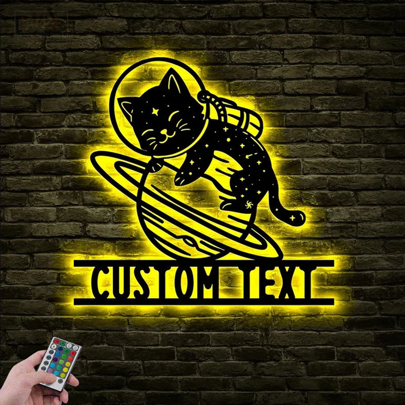 Cat Led Metal Sign - Wix Decor