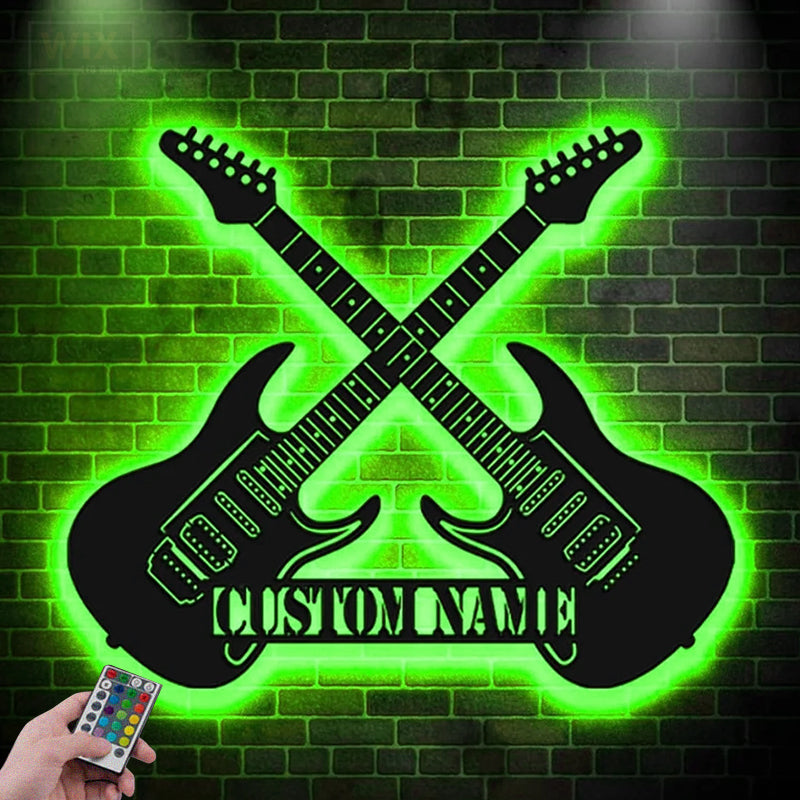 Guitar LED Metal Sign