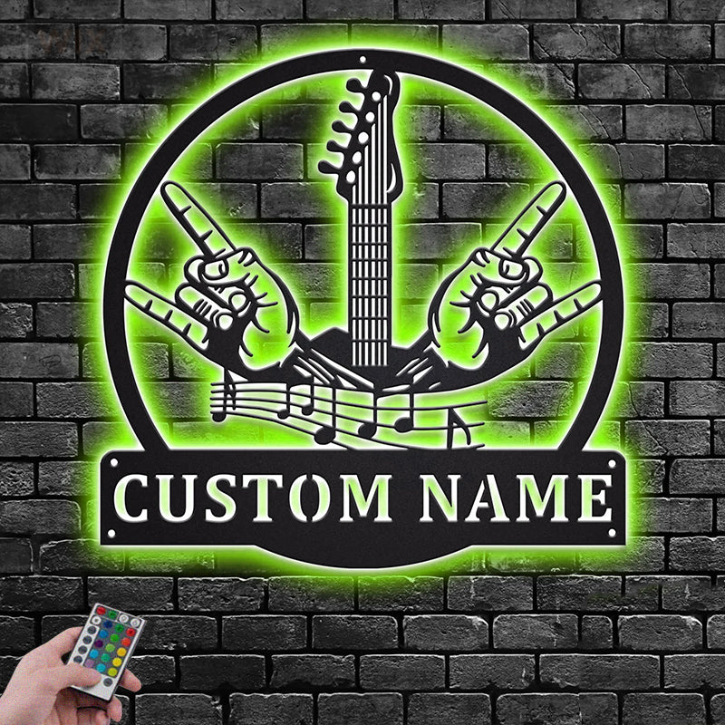 Guitar LED Metal Sign