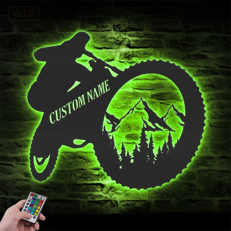 Mountain Bike LED Metal Sign - Wix Decor