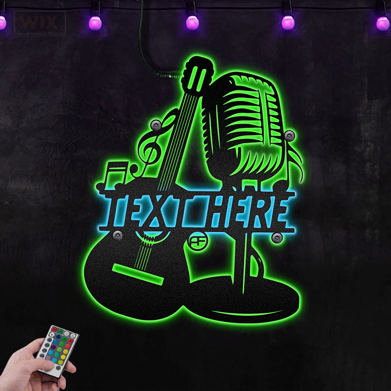 Guitar LED Metal Sign