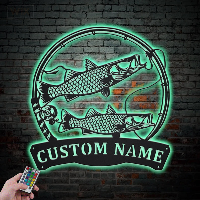Fishing LED Metal Sign