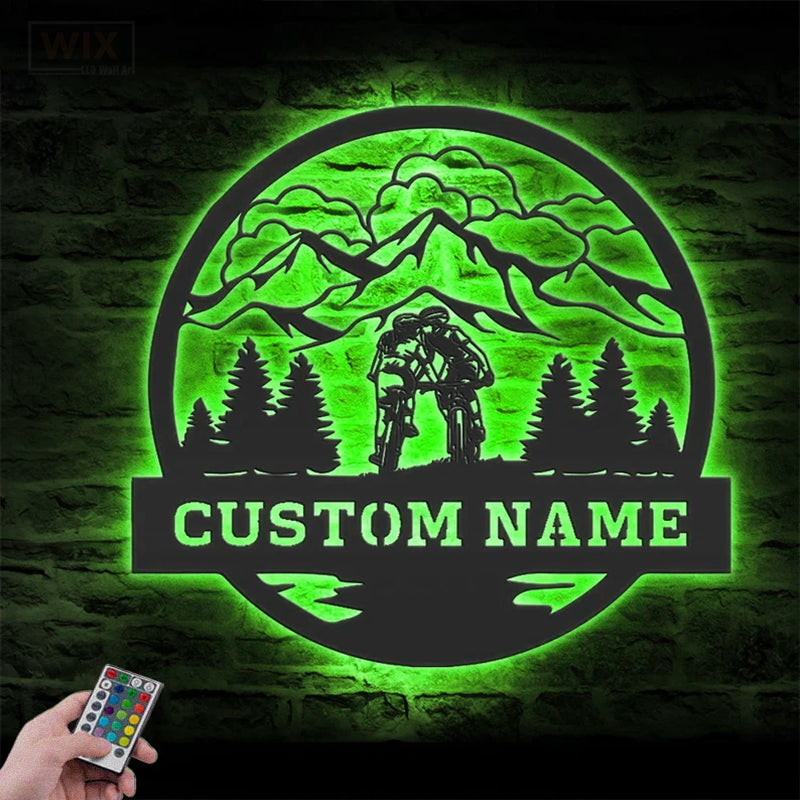 Mountain Bike LED Metal Sign - Wix Decor