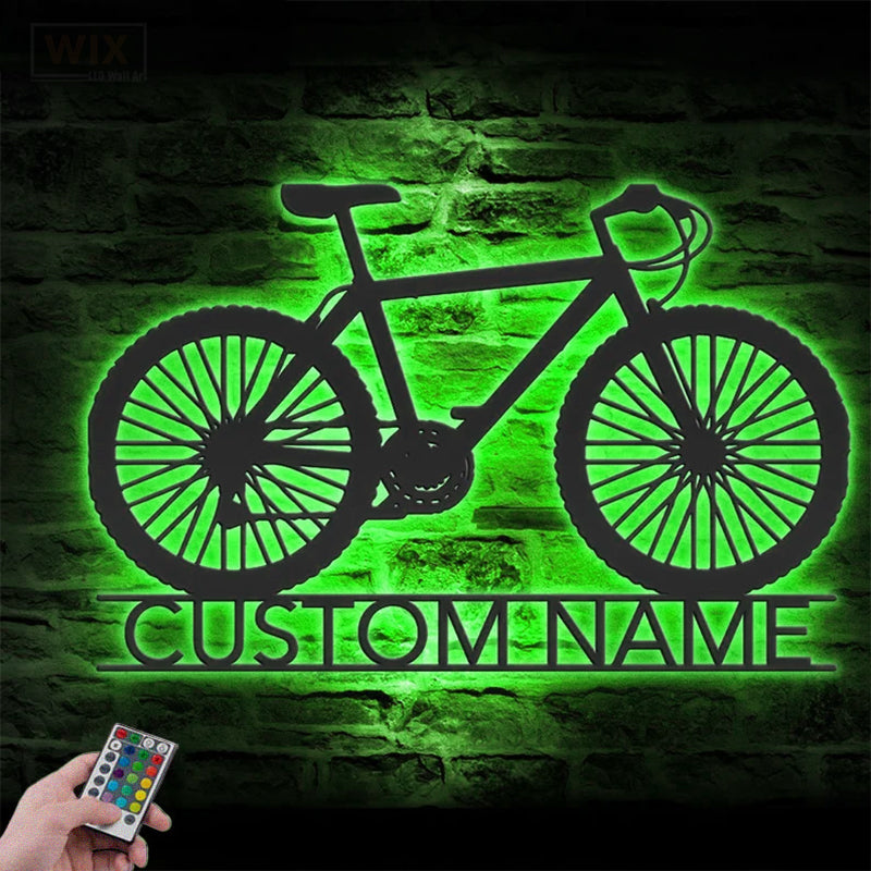 Mountain Bike LED Metal Sign - Wix Decor