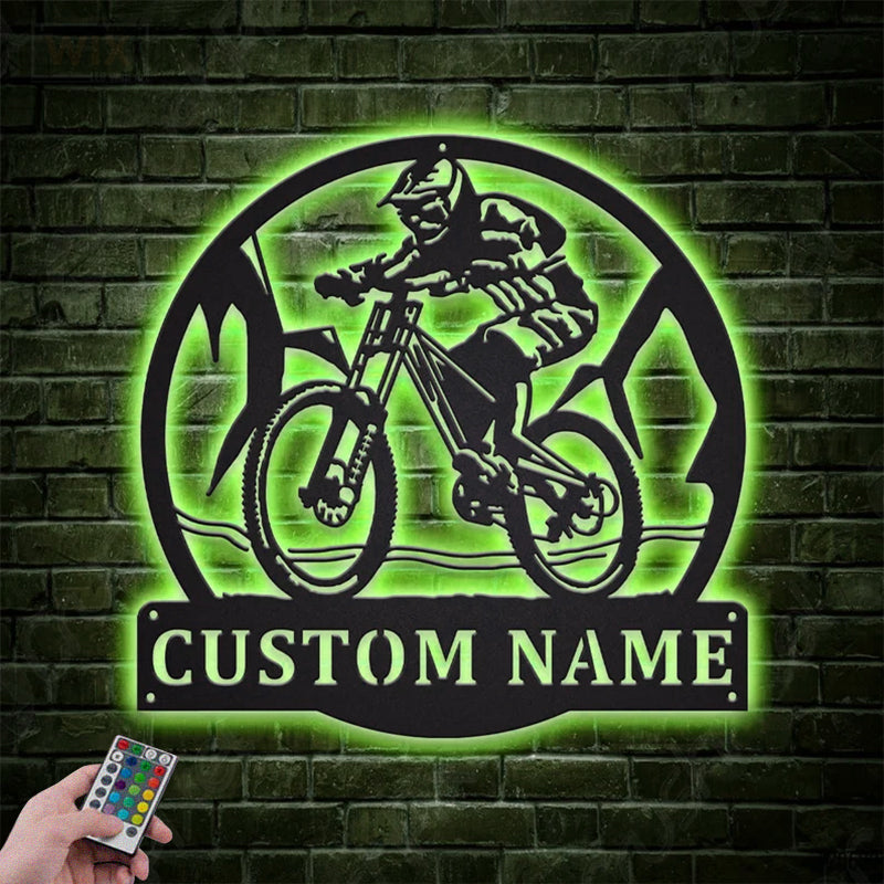 Mountain Bike LED Metal Sign - Wix Decor