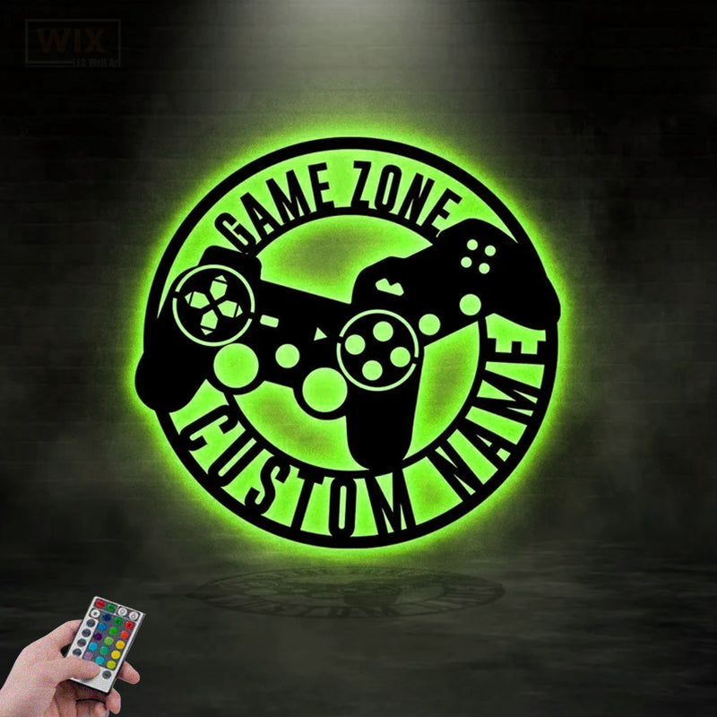 Gamer Zone LED Metal Sign