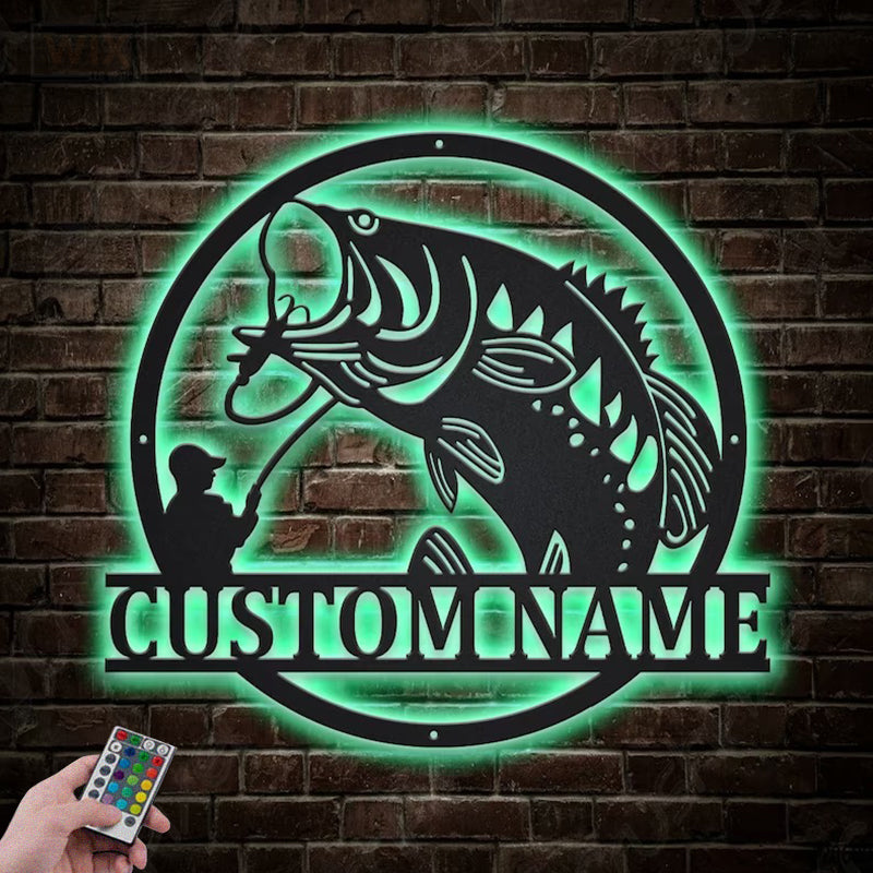 Fishing LED Metal Sign