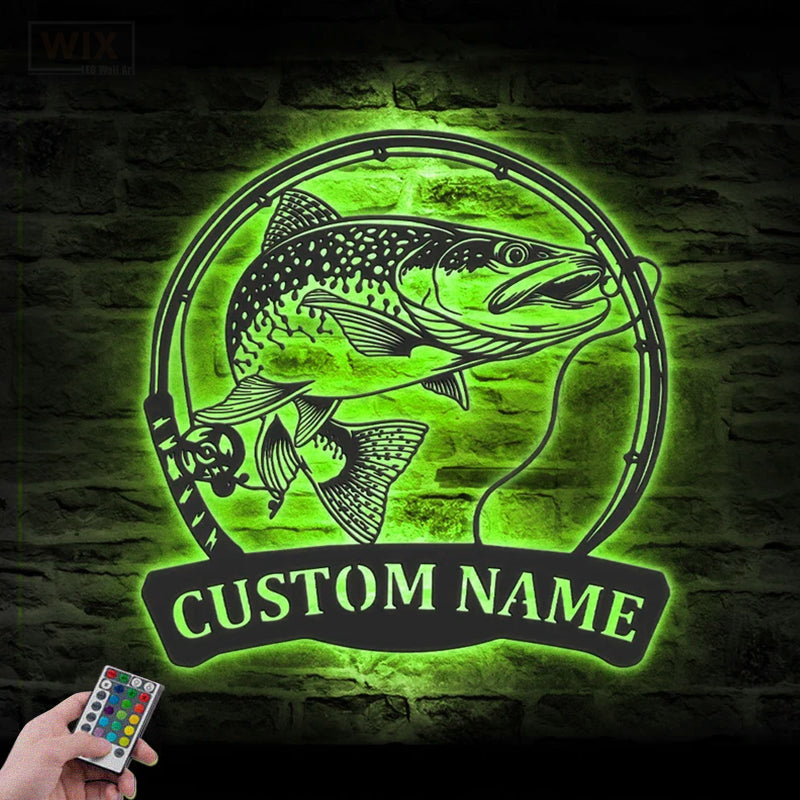Fishing LED Metal Sign