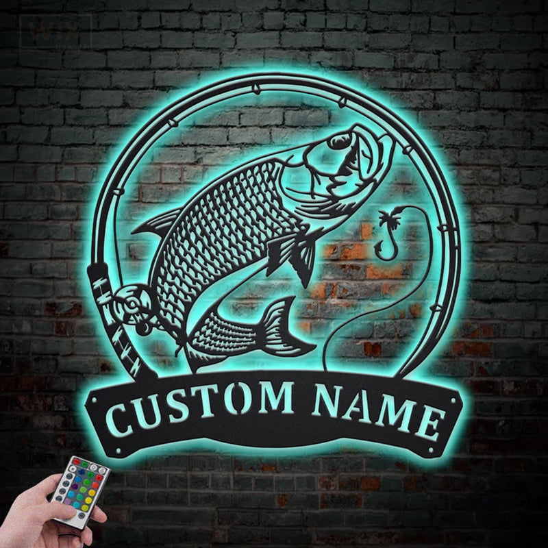 Fishing LED Metal Sign