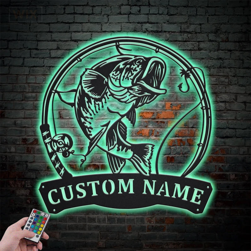 Fishing LED Metal Sign