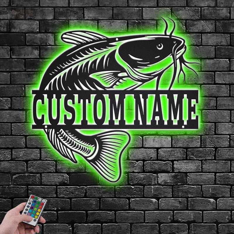 Fishing LED Metal Sign