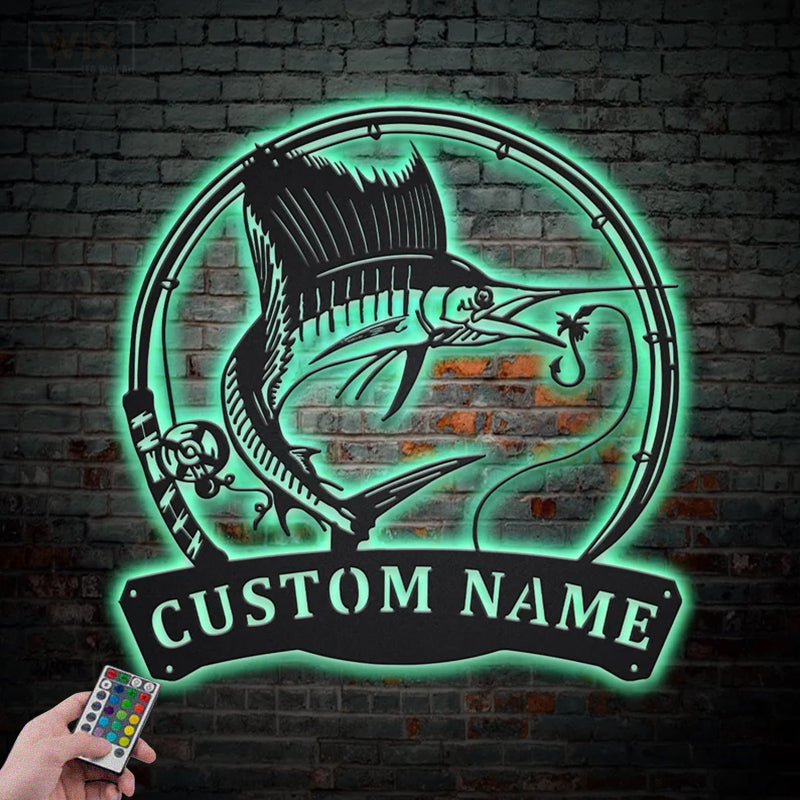 Fishing LED Metal Sign