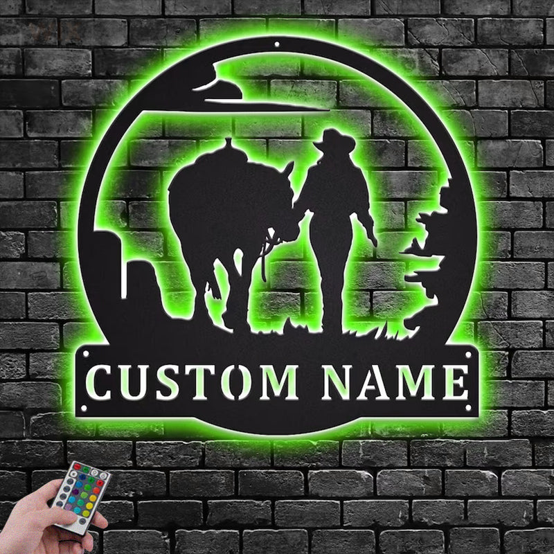 Horse LED Metal Sign