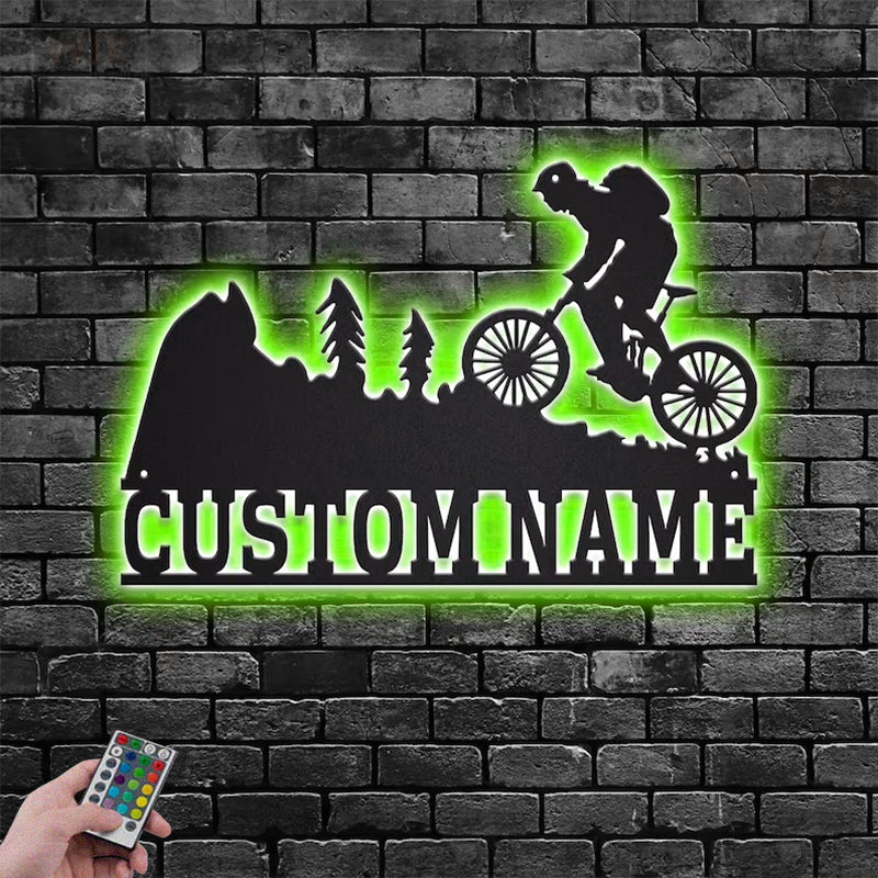 Mountain Bike LED Metal Sign - Wix Decor