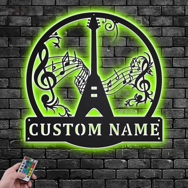 Guitar LED Metal Sign