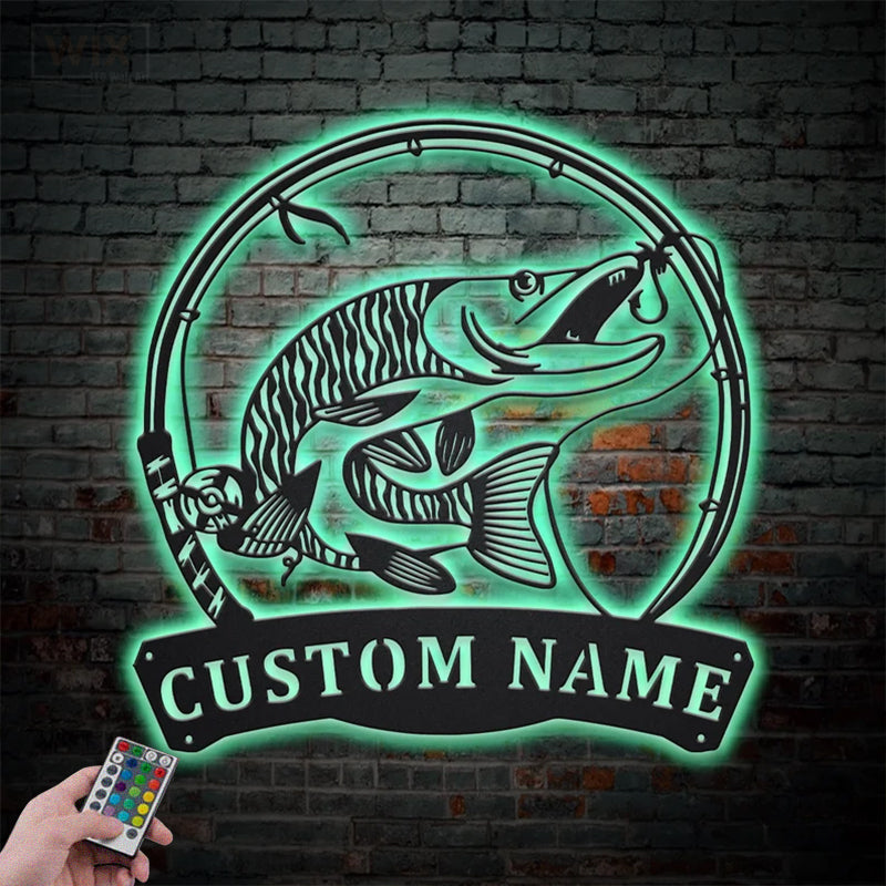 Fishing LED Metal Sign - Wix Decor