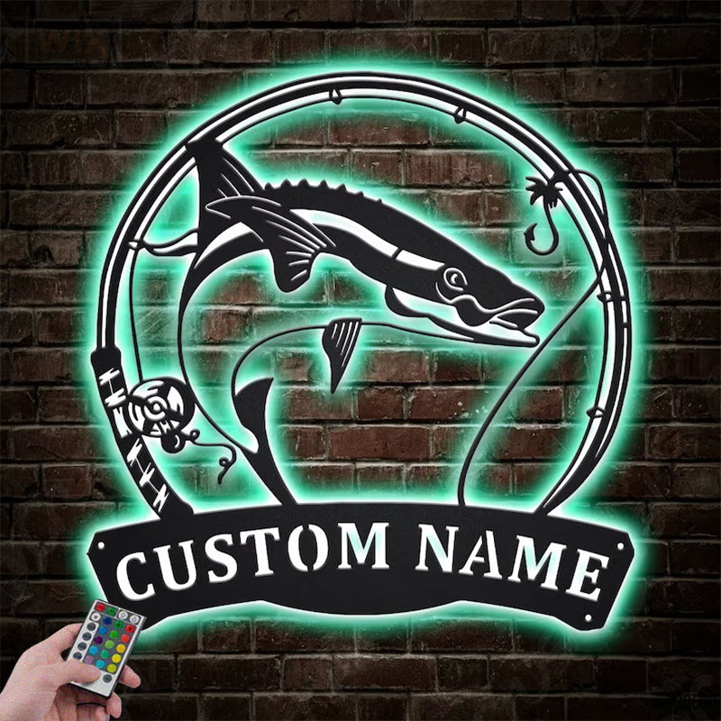 Fishing LED Metal Sign - Wix Decor