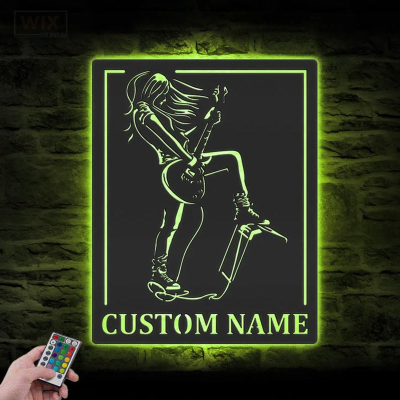 Guitar LED Metal Sign
