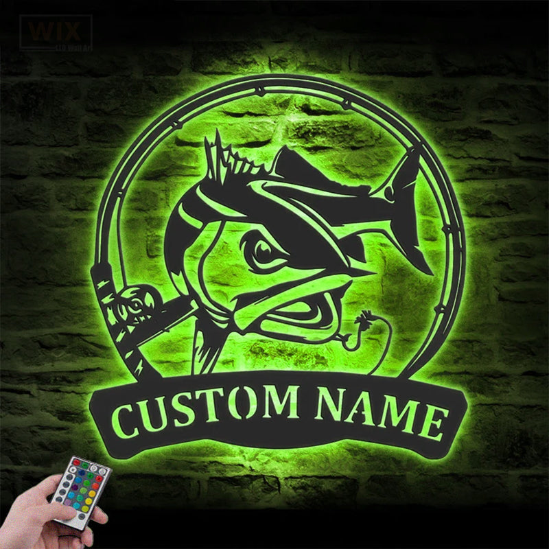 Fishing LED Metal Sign - Wix Decor