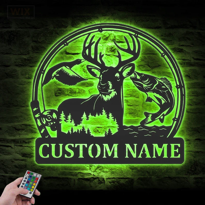 Fishing LED Metal Sign
