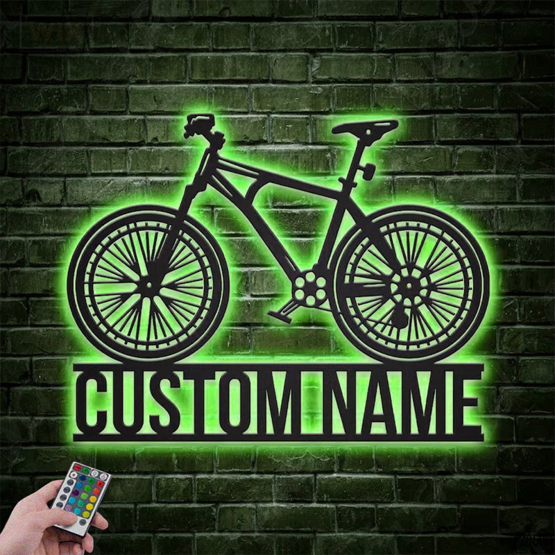 Mountain Bike LED Metal Sign - Wix Decor