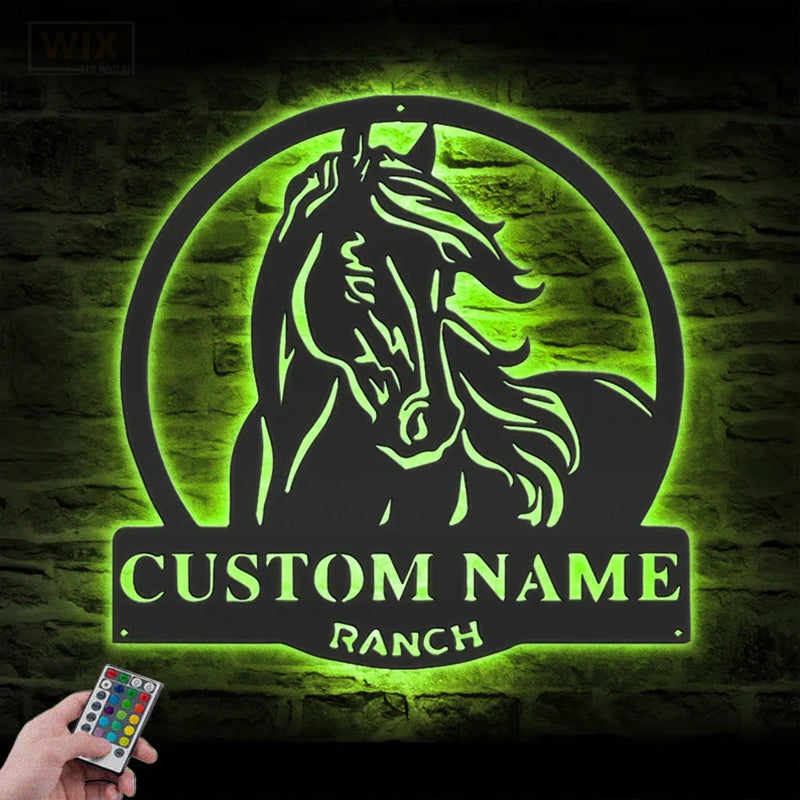 Horse LED Metal Sign