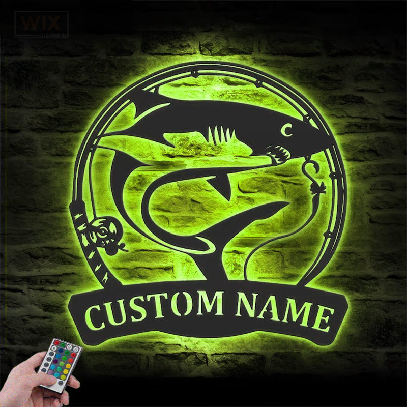 Fishing LED Metal Sign - Wix Decor