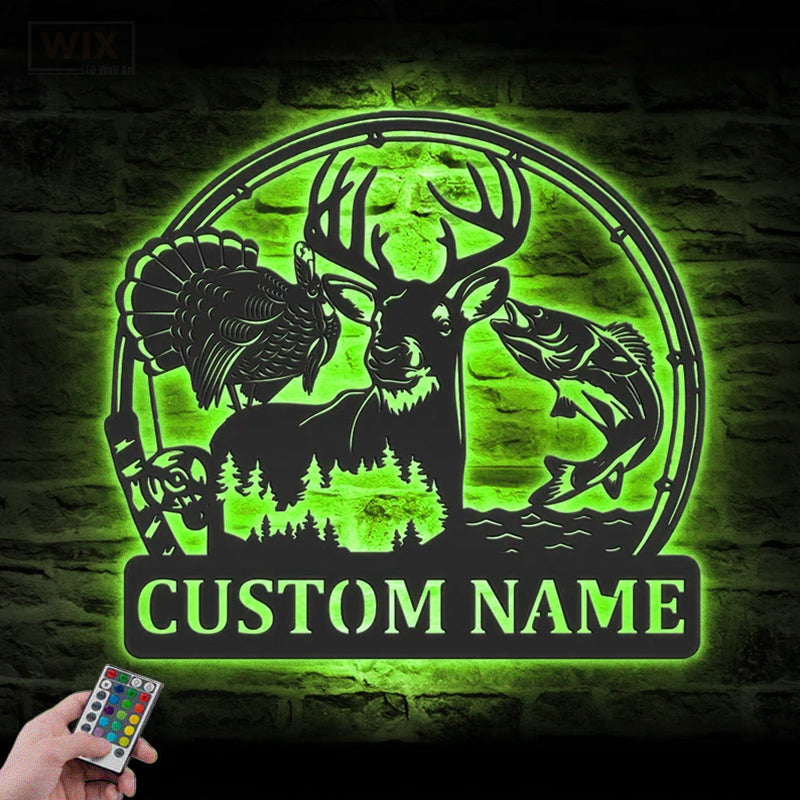 Fishing LED Metal Sign