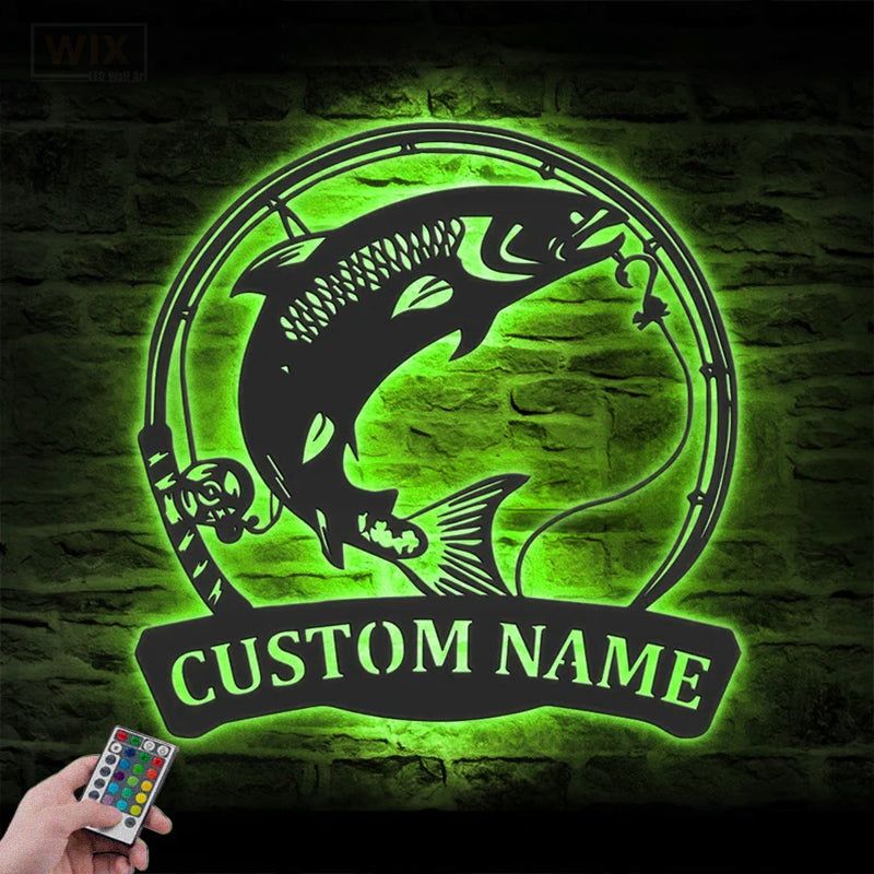 Fishing LED Metal Sign - Wix Decor