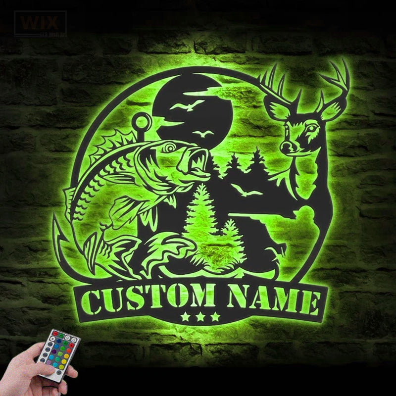 Fishing LED Metal Sign