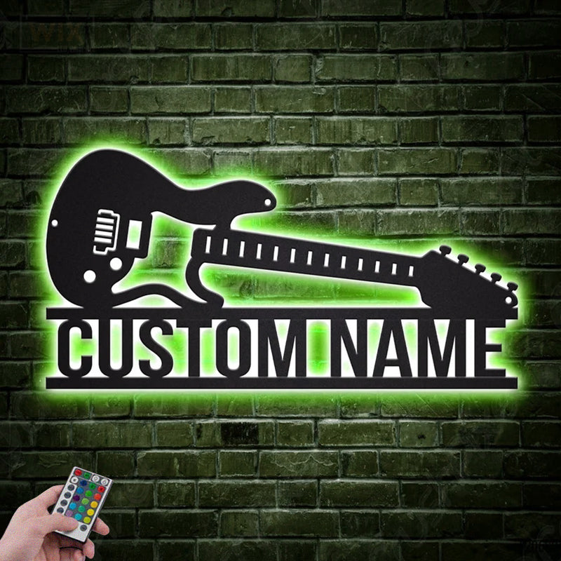 Guitar LED Metal Sign