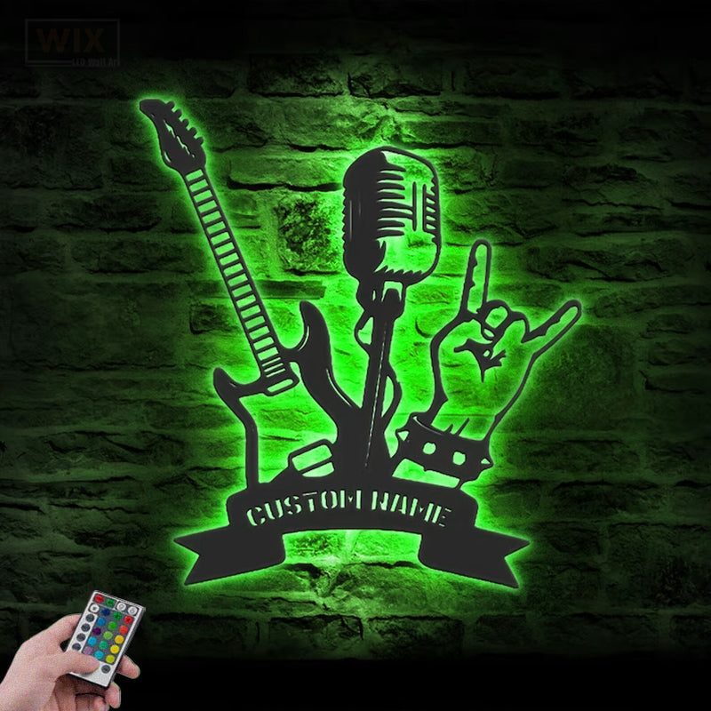 Guitar LED Metal Sign