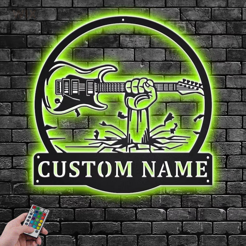 Guitar LED Metal Sign