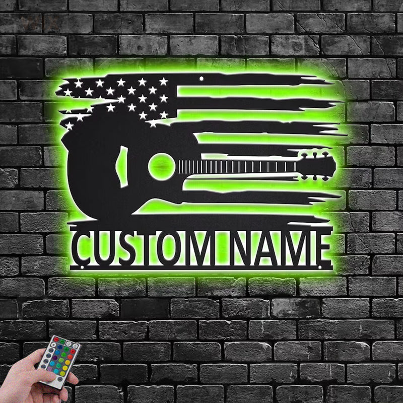 Guitar LED Metal Sign