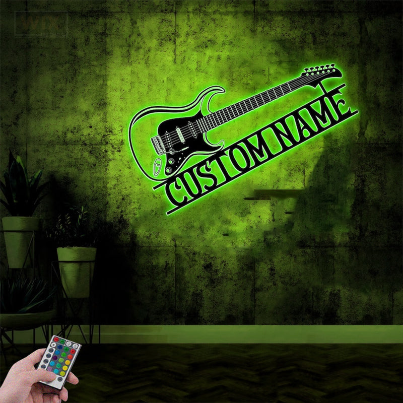 Guitar LED Metal Sign