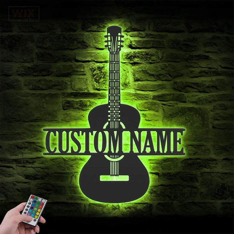 Guitar LED Metal Sign