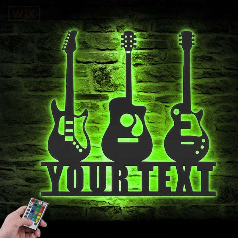 Guitar LED Metal Sign