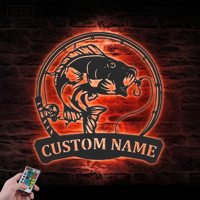Fishing LED Metal Sign