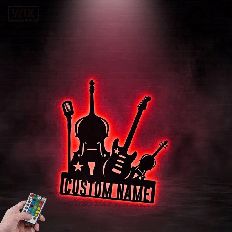 Guitar LED Metal Sign