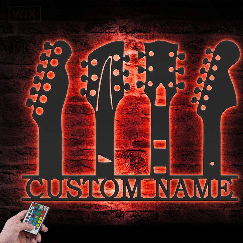 Guitar LED Metal Sign