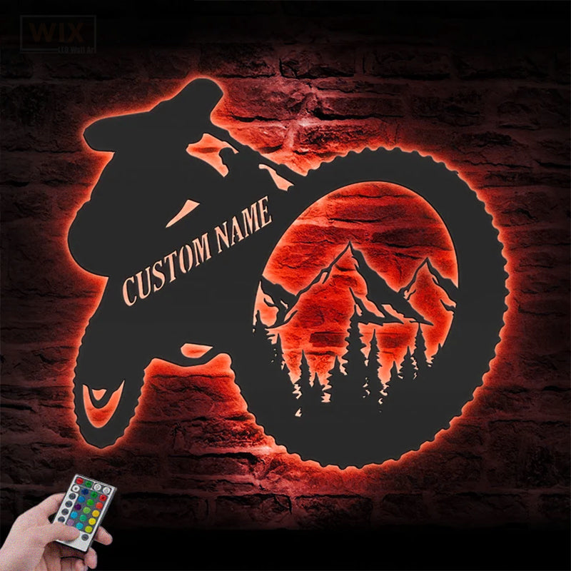 Mountain Bike LED Metal Sign - Wix Decor