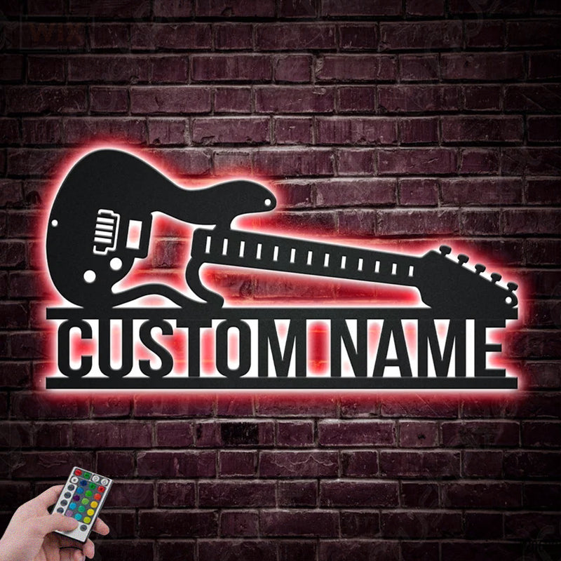Guitar LED Metal Sign